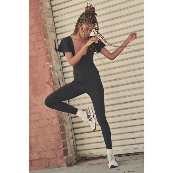 NWT FREE PEOPLE MOVEMENT Sz L ON THE EDGE ONE PIECE CATSUIT JUMPSUIT BLACK